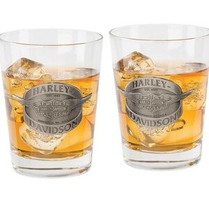 Harley-Davidson Winged Bar & Shield Double Old Fashioned Set of 2, 12 oz
